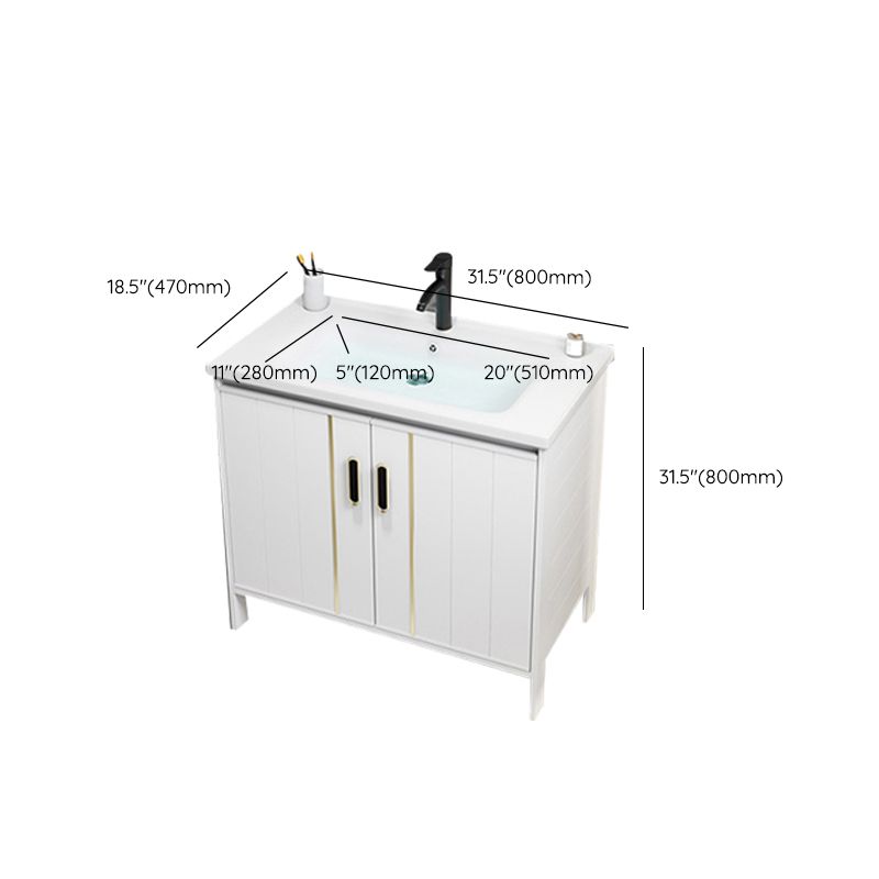 Metal Sink Vanity Freestanding Bathroom Sink Vanity with Single Sink Clearhalo 'Bathroom Remodel & Bathroom Fixtures' 'Bathroom Vanities' 'bathroom_vanities' 'Home Improvement' 'home_improvement' 'home_improvement_bathroom_vanities' 1200x1200_ca9219a6-9aeb-4fde-bf9c-d532615daee8