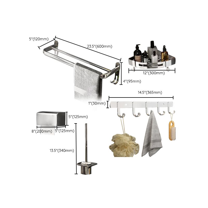 Contemporary Chrome Bathroom Hardware Set Polished Chrome Bathroom Set in Stainless Steel Clearhalo 'Bathroom Hardware Sets' 'Bathroom Hardware' 'Bathroom Remodel & Bathroom Fixtures' 'bathroom_hardware_sets' 'Home Improvement' 'home_improvement' 'home_improvement_bathroom_hardware_sets' 1200x1200_caa976fc-97f2-4b44-8fc1-91bc21291cb4