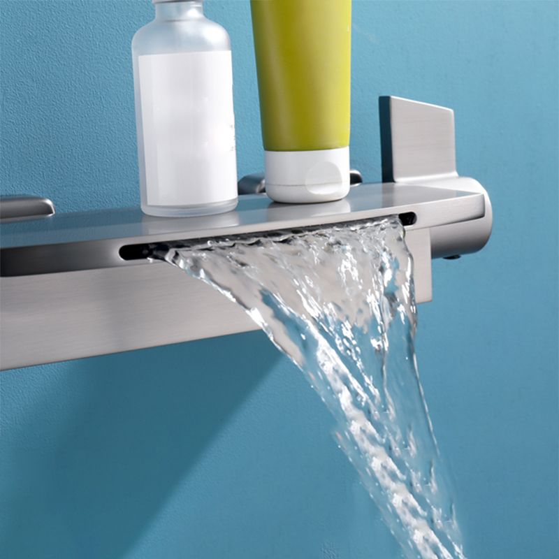 Modern Wall Mounted Copper Tub Filler Low Arc Waterfall Tub Faucet Trim Clearhalo 'Bathroom Remodel & Bathroom Fixtures' 'Bathtub Faucets' 'bathtub_faucets' 'Home Improvement' 'home_improvement' 'home_improvement_bathtub_faucets' 1200x1200_cab66e49-c97e-4ed2-bd14-127ac0de3ebf