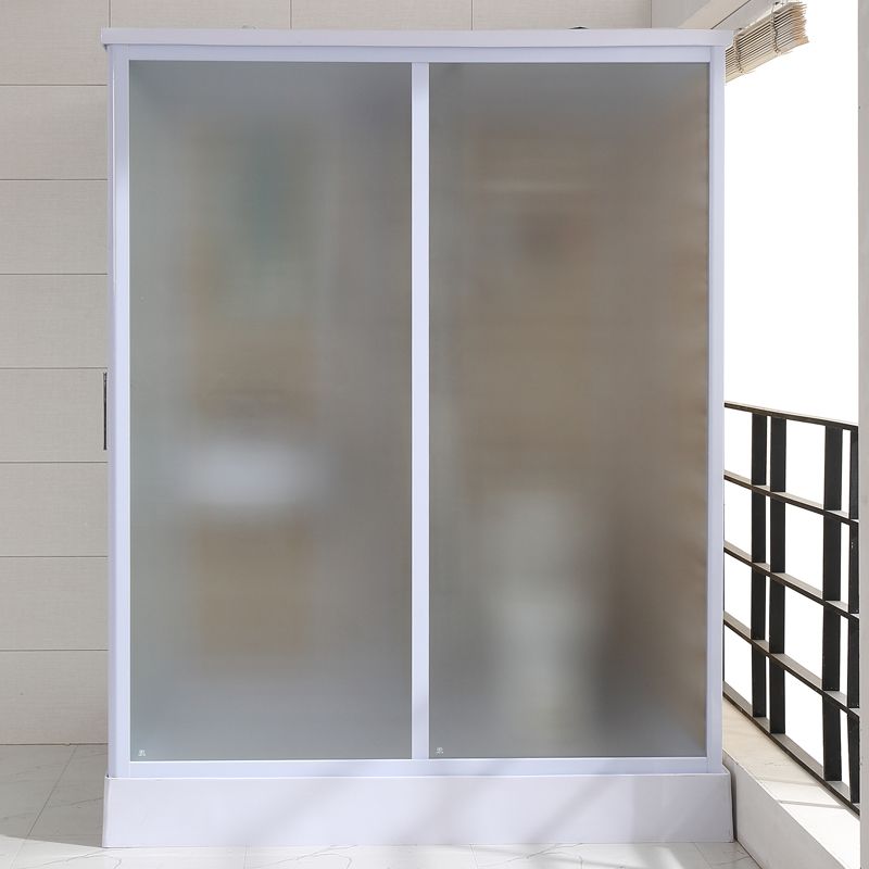 Rectangle Tempered Glass Shower Enclosure White Framed Shower Stall Clearhalo 'Bathroom Remodel & Bathroom Fixtures' 'Home Improvement' 'home_improvement' 'home_improvement_shower_stalls_enclosures' 'Shower Stalls & Enclosures' 'shower_stalls_enclosures' 'Showers & Bathtubs' 1200x1200_cac5fc04-a1aa-4b03-9917-edc6d8923a21