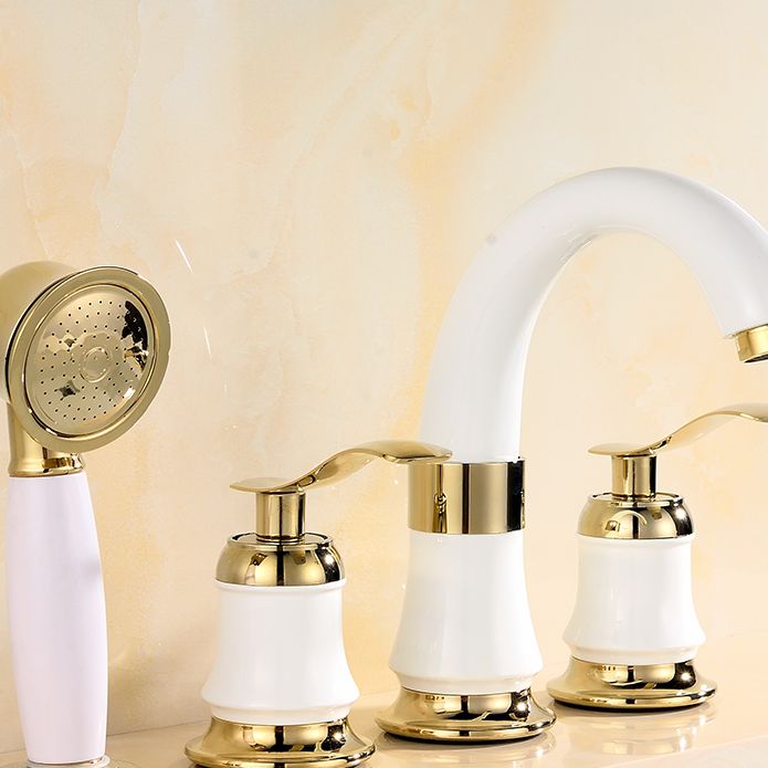 Tradition Bath Filler Trim Deck Mounted Swivel Spout Tub Filler Trim Clearhalo 'Bathroom Remodel & Bathroom Fixtures' 'Bathtub Faucets' 'bathtub_faucets' 'Home Improvement' 'home_improvement' 'home_improvement_bathtub_faucets' 1200x1200_cac64bc5-1b4b-46bf-a25e-d8cde2acad3a