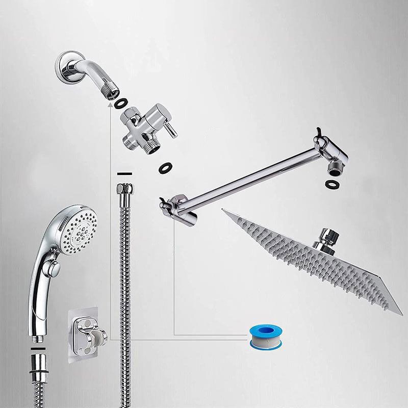 Stainless Steel 8 Inch Shower Set 5 Sprays Hand-Held Shower Head Shower Arm Clearhalo 'Bathroom Remodel & Bathroom Fixtures' 'Home Improvement' 'home_improvement' 'home_improvement_shower_heads' 'Shower Heads' 'shower_heads' 'Showers & Bathtubs Plumbing' 'Showers & Bathtubs' 1200x1200_cadba44f-0323-42a4-af71-4f9dce088098
