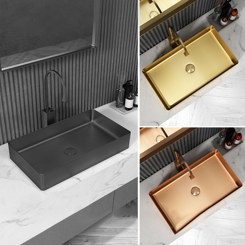 Contemporary Bathroom Sink Metal Rectangular Vessel Bathroom Sink with ...