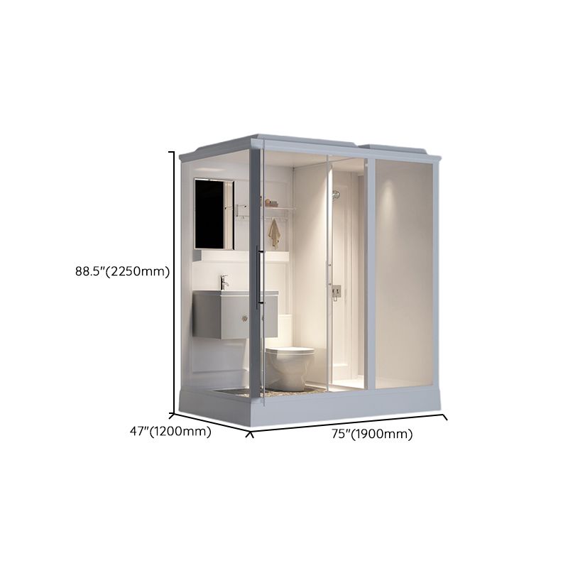 White Shower Stall Framed Single Sliding Rectangle Shower Kit Clearhalo 'Bathroom Remodel & Bathroom Fixtures' 'Home Improvement' 'home_improvement' 'home_improvement_shower_stalls_enclosures' 'Shower Stalls & Enclosures' 'shower_stalls_enclosures' 'Showers & Bathtubs' 1200x1200_caf5a477-80b0-42eb-9ef5-57560ca6c59b