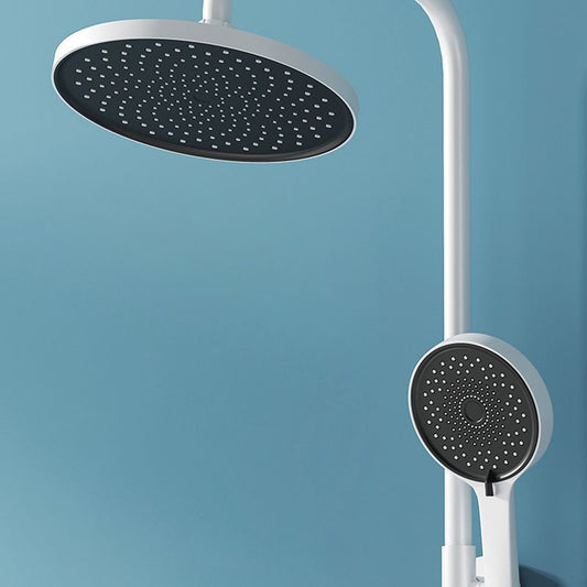 White Round Metal Shower Faucet Valve Included Shower Head Shower on Wall Clearhalo 'Bathroom Remodel & Bathroom Fixtures' 'Home Improvement' 'home_improvement' 'home_improvement_shower_faucets' 'Shower Faucets & Systems' 'shower_faucets' 'Showers & Bathtubs Plumbing' 'Showers & Bathtubs' 1200x1200_cafcae68-677f-4075-9b3d-198bdf581b18