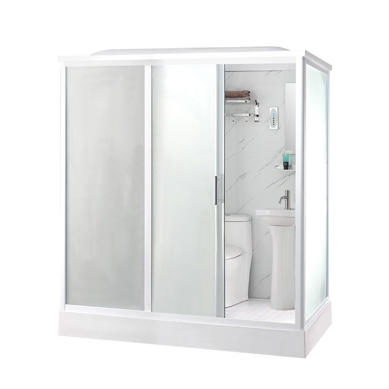 White Frosted Glass Shower Stall Single Sliding Door Shower Room Clearhalo 'Bathroom Remodel & Bathroom Fixtures' 'Home Improvement' 'home_improvement' 'home_improvement_shower_stalls_enclosures' 'Shower Stalls & Enclosures' 'shower_stalls_enclosures' 'Showers & Bathtubs' 1200x1200_cb048651-f1cc-40c2-a550-a34b33c50ae7