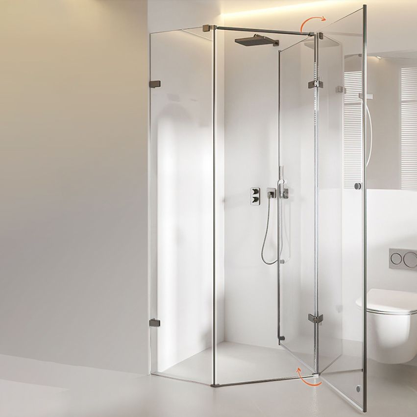 Matte Black Semi Frameless Glass Shower Screen Hinged Shower Door Clearhalo 'Bathroom Remodel & Bathroom Fixtures' 'Home Improvement' 'home_improvement' 'home_improvement_shower_tub_doors' 'Shower and Tub Doors' 'shower_tub_doors' 'Showers & Bathtubs' 1200x1200_cb04a244-09b5-4549-9a4b-c630177baea5
