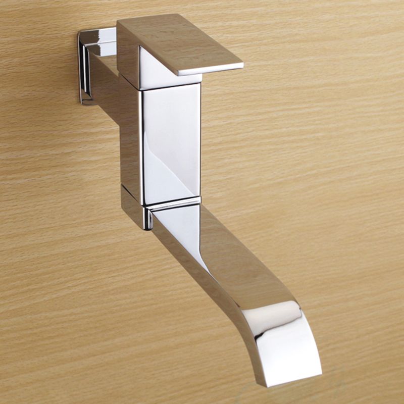 Contemporary Wall Mounted Bathroom Faucet Lever Handles Low Arc Rotatable Brass Faucet Clearhalo 'Bathroom Remodel & Bathroom Fixtures' 'Bathroom Sink Faucets' 'Bathroom Sinks & Faucet Components' 'bathroom_sink_faucets' 'Home Improvement' 'home_improvement' 'home_improvement_bathroom_sink_faucets' 1200x1200_cb0d287c-d8d0-4c84-8d05-ee8f0bcb909a