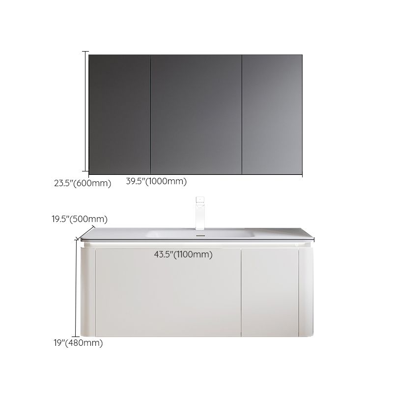 Wood Frame Vanity Rectangular Single Sink Mirror Wall-Mounted White Bathroom Vanity Clearhalo 'Bathroom Remodel & Bathroom Fixtures' 'Bathroom Vanities' 'bathroom_vanities' 'Home Improvement' 'home_improvement' 'home_improvement_bathroom_vanities' 1200x1200_cb2795e5-e09a-4d7a-a5d7-a4bcd92e4479