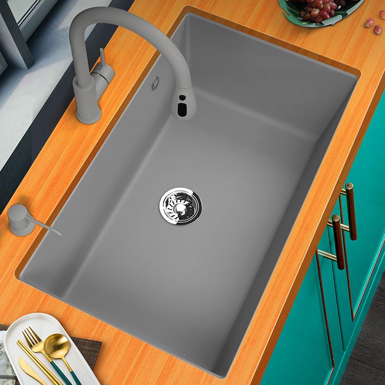 Modern Kitchen Sink Rectangular Grey Faucet Pull-out Anti-spill Sink Clearhalo 'Home Improvement' 'home_improvement' 'home_improvement_kitchen_sinks' 'Kitchen Remodel & Kitchen Fixtures' 'Kitchen Sinks & Faucet Components' 'Kitchen Sinks' 'kitchen_sinks' 1200x1200_cb2d26c8-fee9-4675-b8b1-167bfd8f8845