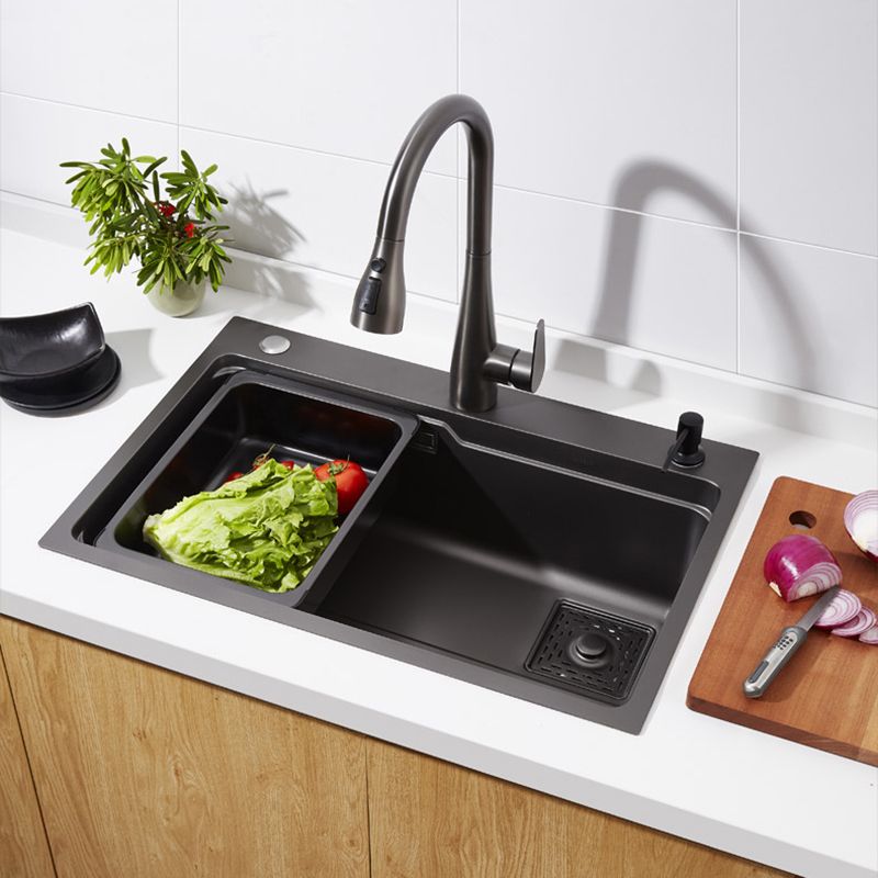 Modern Kitchen Sink Stainless Steel Top-Mount with Basket Strainer Sink Only Clearhalo 'Home Improvement' 'home_improvement' 'home_improvement_kitchen_sinks' 'Kitchen Remodel & Kitchen Fixtures' 'Kitchen Sinks & Faucet Components' 'Kitchen Sinks' 'kitchen_sinks' 1200x1200_cb2f5eef-b240-4374-acd3-5fad76a63aa8