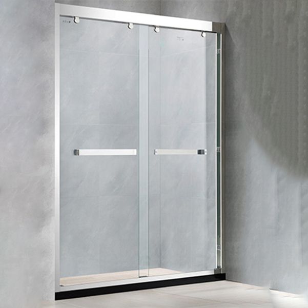 Semi Frameless Double Sliding Shower Door Tempered Glass Shower Screen Clearhalo 'Bathroom Remodel & Bathroom Fixtures' 'Home Improvement' 'home_improvement' 'home_improvement_shower_tub_doors' 'Shower and Tub Doors' 'shower_tub_doors' 'Showers & Bathtubs' 1200x1200_cb3db4f0-c8bc-4cd0-8e21-b3d93b257d0d
