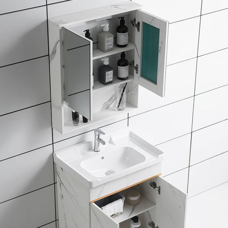 Modern Single Sink Bathroom Vanity White Ceramic Top Rectangular Vanity Set Clearhalo 'Bathroom Remodel & Bathroom Fixtures' 'Bathroom Vanities' 'bathroom_vanities' 'Home Improvement' 'home_improvement' 'home_improvement_bathroom_vanities' 1200x1200_cb55e568-0346-4b38-ae09-1b719915e842