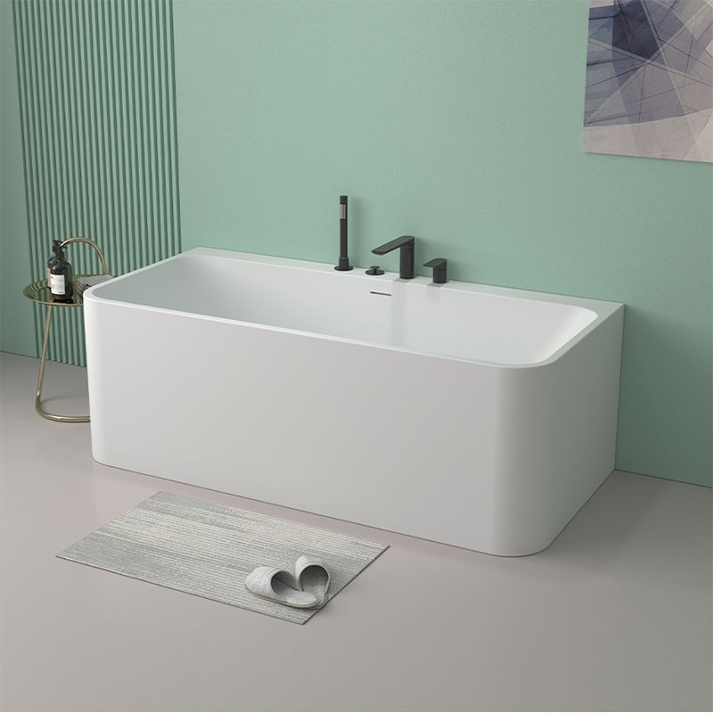 Modern Stone Rectangular Tub Soaking 22.05" Wide Bath with Overflow Trim Bath Clearhalo 'Bathroom Remodel & Bathroom Fixtures' 'Bathtubs' 'Home Improvement' 'home_improvement' 'home_improvement_bathtubs' 'Showers & Bathtubs' 1200x1200_cb5ce4b9-e4be-4823-9069-e112e63cf2d3