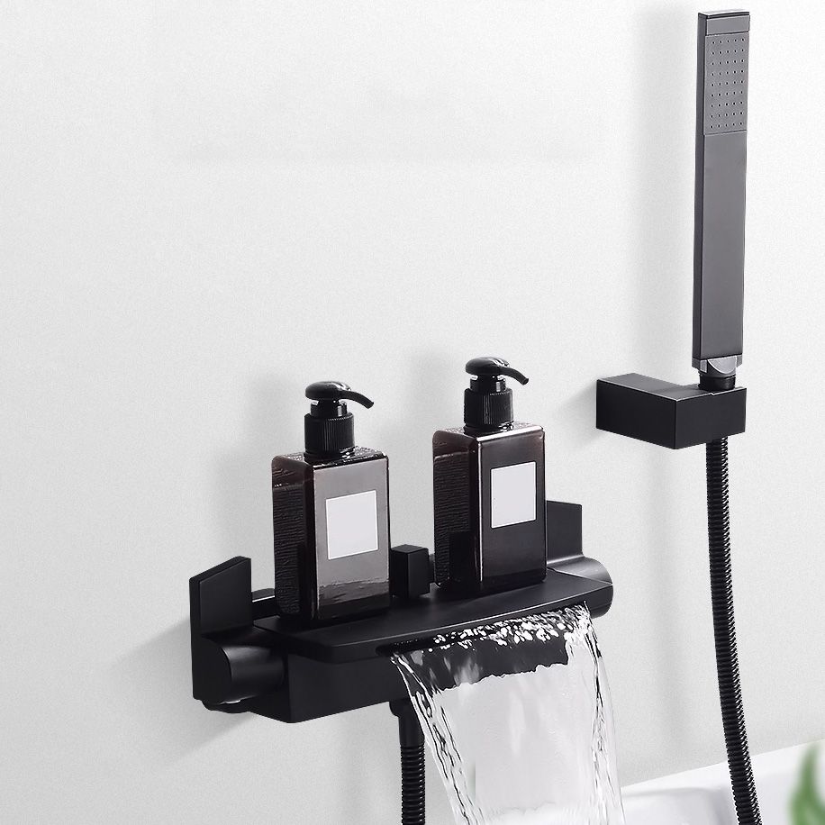 Modern Bathroom Faucet Two Handle Copper Wall Mounted Bath Faucet Trim Clearhalo 'Bathroom Remodel & Bathroom Fixtures' 'Bathtub Faucets' 'bathtub_faucets' 'Home Improvement' 'home_improvement' 'home_improvement_bathtub_faucets' 1200x1200_cb72391f-b75c-4776-9951-cca4faa91f5a