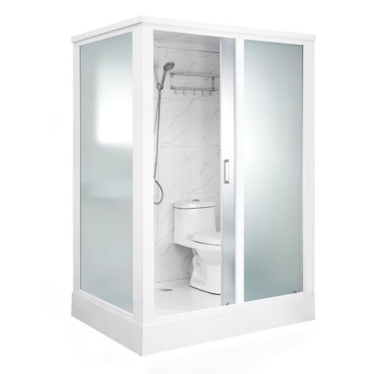 Framed Rectangle Frosted Corner Shower Stall with White Base Clearhalo 'Bathroom Remodel & Bathroom Fixtures' 'Home Improvement' 'home_improvement' 'home_improvement_shower_stalls_enclosures' 'Shower Stalls & Enclosures' 'shower_stalls_enclosures' 'Showers & Bathtubs' 1200x1200_cb8a7571-6f7b-49cd-a221-8155baab0016