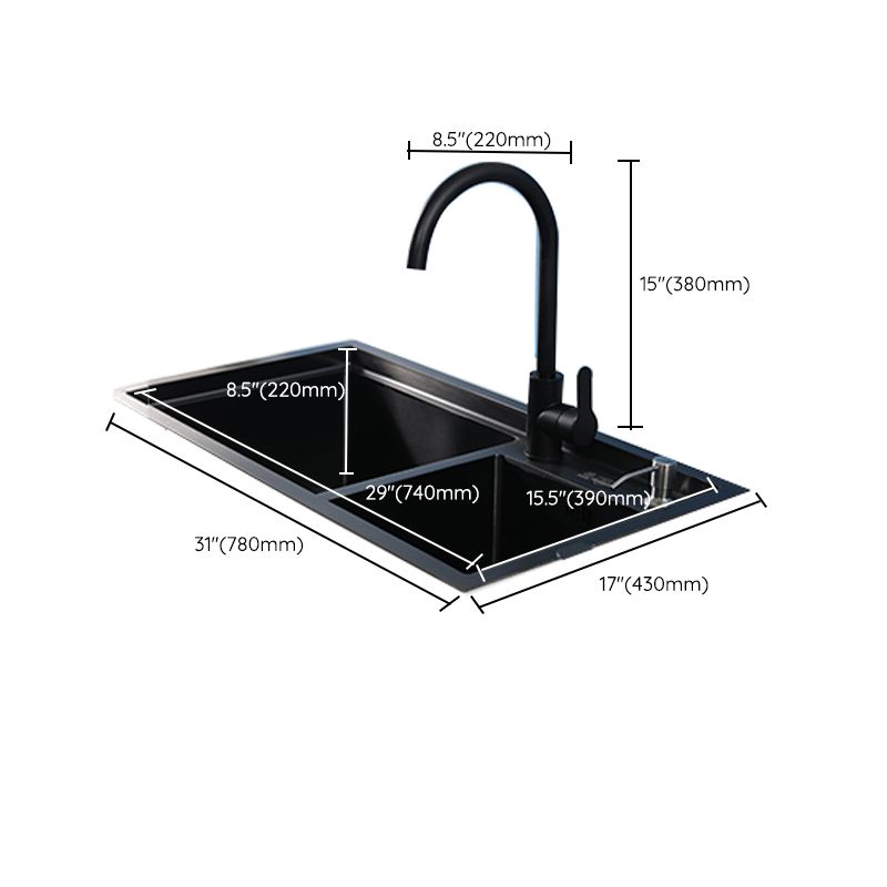 Modern Kitchen Sink Stainless Steel 2 Holes Drop-In Wear-resistant Kitchen Sink Clearhalo 'Home Improvement' 'home_improvement' 'home_improvement_kitchen_sinks' 'Kitchen Remodel & Kitchen Fixtures' 'Kitchen Sinks & Faucet Components' 'Kitchen Sinks' 'kitchen_sinks' 1200x1200_cba6f716-3cae-4a7d-a81a-a04594d35400
