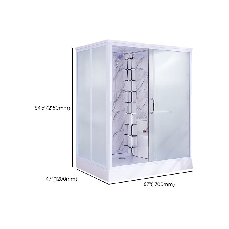 White Framed Frosted Rectangle Shower Stall with Base and Fixed Panel Clearhalo 'Bathroom Remodel & Bathroom Fixtures' 'Home Improvement' 'home_improvement' 'home_improvement_shower_stalls_enclosures' 'Shower Stalls & Enclosures' 'shower_stalls_enclosures' 'Showers & Bathtubs' 1200x1200_cba93113-a586-4f70-a27a-f17cb6fb8515