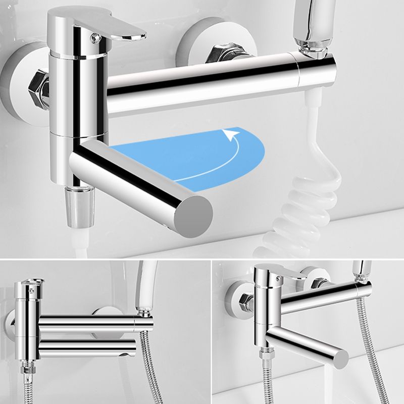 Wall Mounted Metal Rotatable Tub Filler Single Handle Faucet Clearhalo 'Bathroom Remodel & Bathroom Fixtures' 'Bathtub Faucets' 'bathtub_faucets' 'Home Improvement' 'home_improvement' 'home_improvement_bathtub_faucets' 1200x1200_cbadda2a-c6f5-498f-9a02-83a4d855cd28