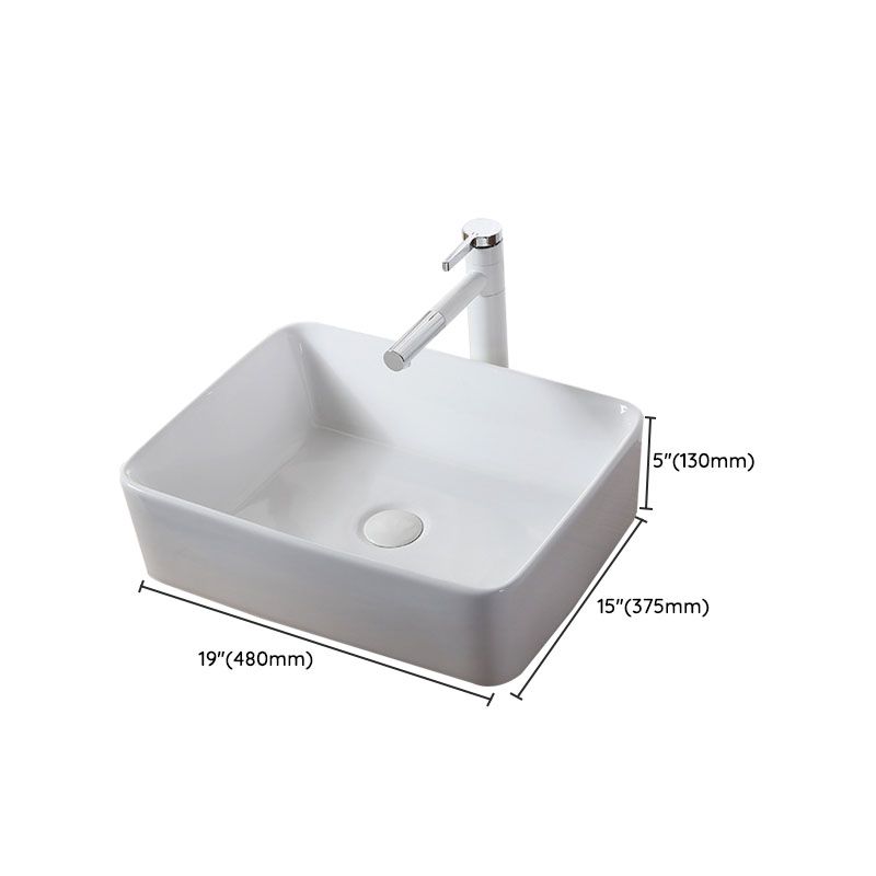 Modern Vessel Bathroom Sink Rectangular Porcelain Drain Vessel Sink(Not Included Faucet) Clearhalo 'Bathroom Remodel & Bathroom Fixtures' 'Bathroom Sinks & Faucet Components' 'Bathroom Sinks' 'bathroom_sink' 'Home Improvement' 'home_improvement' 'home_improvement_bathroom_sink' 1200x1200_cbbb5b74-6085-4c53-8bd3-9dec20343020