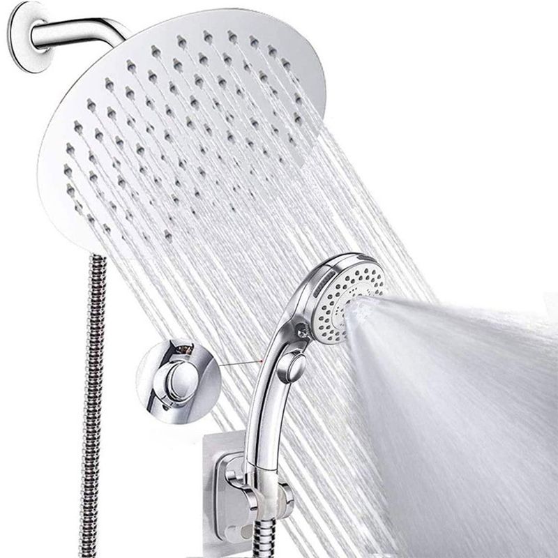 Round Dual Shower Head Stainless Steel 5-Spray Patterns Wall-Mount Showerhead Clearhalo 'Bathroom Remodel & Bathroom Fixtures' 'Home Improvement' 'home_improvement' 'home_improvement_shower_heads' 'Shower Heads' 'shower_heads' 'Showers & Bathtubs Plumbing' 'Showers & Bathtubs' 1200x1200_cbbbe7a5-3fb1-40cb-adf4-deb11f9d9155