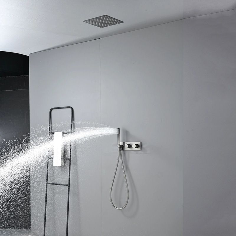 Modern Solid Color Shower Combo Ceiling Mounted Shower System Clearhalo 'Bathroom Remodel & Bathroom Fixtures' 'Home Improvement' 'home_improvement' 'home_improvement_shower_faucets' 'Shower Faucets & Systems' 'shower_faucets' 'Showers & Bathtubs Plumbing' 'Showers & Bathtubs' 1200x1200_cbcfb22a-f382-4885-a535-485381bd4c5b
