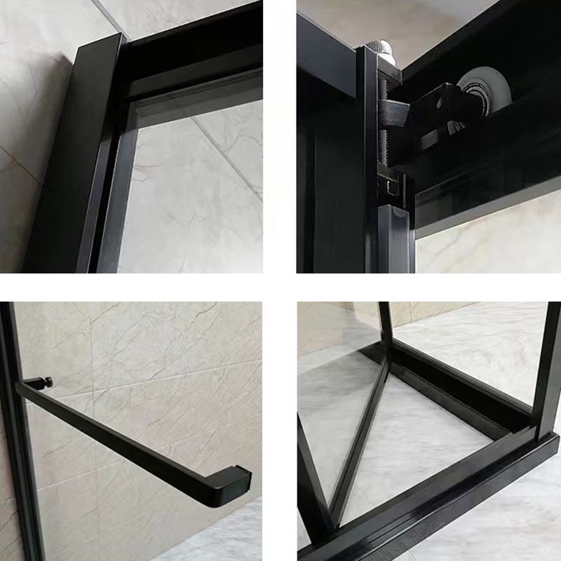 Square Black Shower Shower Enclosure Single Sliding Shower Enclosure Clearhalo 'Bathroom Remodel & Bathroom Fixtures' 'Home Improvement' 'home_improvement' 'home_improvement_shower_stalls_enclosures' 'Shower Stalls & Enclosures' 'shower_stalls_enclosures' 'Showers & Bathtubs' 1200x1200_cbd41690-c39e-4eec-a144-5d5ed68ece81