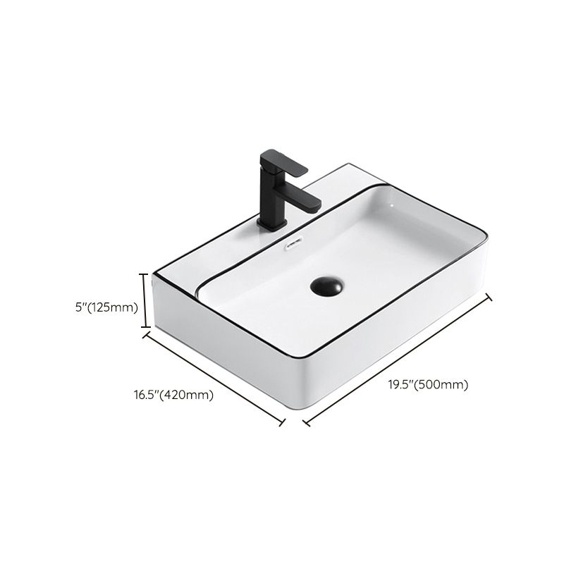 Modern Bathroom Sink Porcelain Rectangular with Overflow and Drain Assembly Basin Sink Clearhalo 'Bathroom Remodel & Bathroom Fixtures' 'Bathroom Sinks & Faucet Components' 'Bathroom Sinks' 'bathroom_sink' 'Home Improvement' 'home_improvement' 'home_improvement_bathroom_sink' 1200x1200_cbeb6dda-3f19-4672-b812-1234a31a30f0