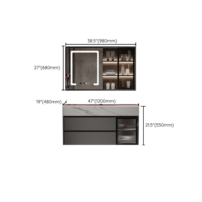 Modern Wall-Mounted Vanity Mirror Cabinet Sink Bathroom Vanity Cabinet Clearhalo 'Bathroom Remodel & Bathroom Fixtures' 'Bathroom Vanities' 'bathroom_vanities' 'Home Improvement' 'home_improvement' 'home_improvement_bathroom_vanities' 1200x1200_cbf4e705-5b5f-470b-b2f4-3de7e366d8c9