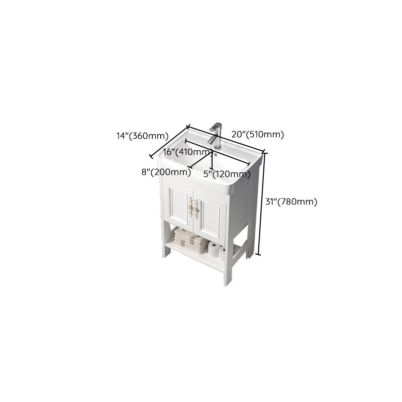 Freestanding Vanity White Shelving Included Rectangular Single Sink Vanity with Mirror Clearhalo 'Bathroom Remodel & Bathroom Fixtures' 'Bathroom Vanities' 'bathroom_vanities' 'Home Improvement' 'home_improvement' 'home_improvement_bathroom_vanities' 1200x1200_cc046c59-5a5c-4caf-96c9-da598655a539