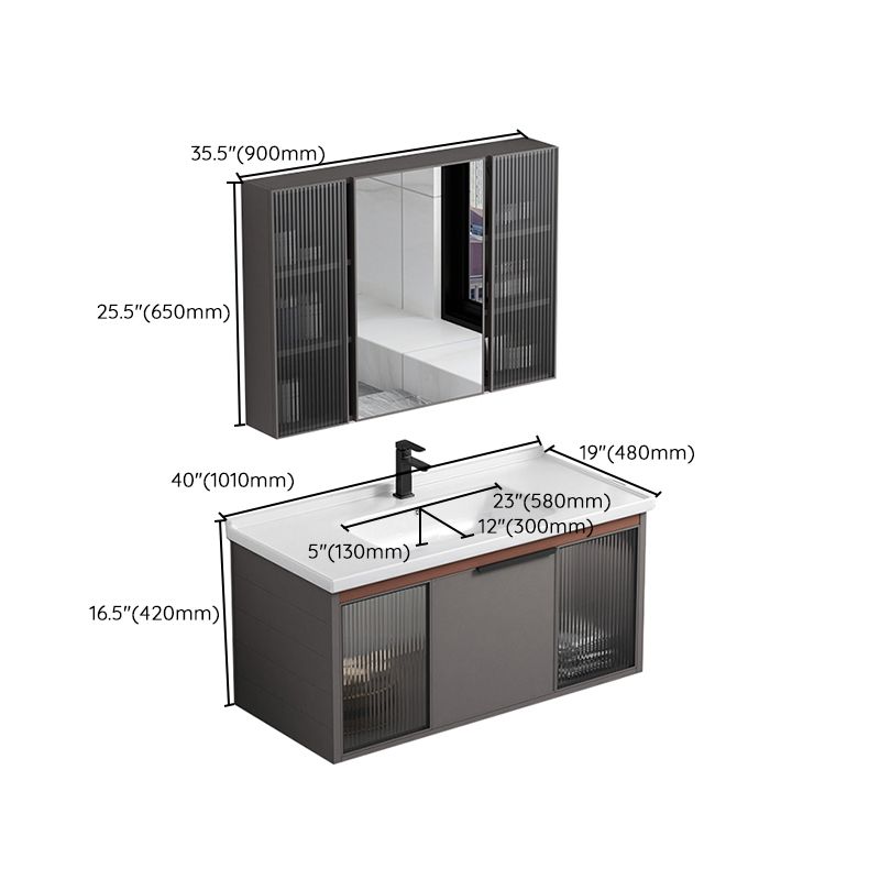 Metal Base Sink Vanity Modern Single-Sink Rectangular Wall Mount Vanity Sink Clearhalo 'Bathroom Remodel & Bathroom Fixtures' 'Bathroom Vanities' 'bathroom_vanities' 'Home Improvement' 'home_improvement' 'home_improvement_bathroom_vanities' 1200x1200_cc24228e-987a-472c-8beb-fcd4d9bee1d4