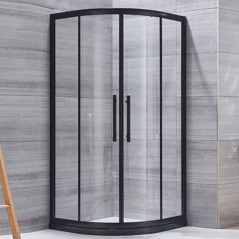 Corner Round Shower Kit Tempered Glass Double Sliding Shower Kit Clearhalo 'Bathroom Remodel & Bathroom Fixtures' 'Home Improvement' 'home_improvement' 'home_improvement_shower_stalls_enclosures' 'Shower Stalls & Enclosures' 'shower_stalls_enclosures' 'Showers & Bathtubs' 1200x1200_cc4e14ba-1dda-431e-baf6-a0222fa2087c