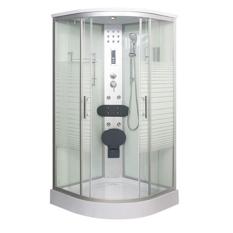 Double Sliding Shower Stall Round Shower Stall with Light and Towel Bar Clearhalo 'Bathroom Remodel & Bathroom Fixtures' 'Home Improvement' 'home_improvement' 'home_improvement_shower_stalls_enclosures' 'Shower Stalls & Enclosures' 'shower_stalls_enclosures' 'Showers & Bathtubs' 1200x1200_cc5fac07-ee4e-468c-aebc-cb0dee1de42b
