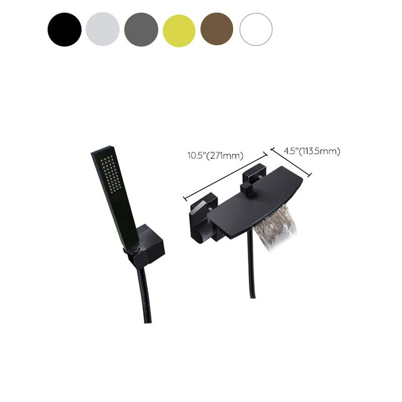 Modern Waterfall Bath Faucet Solid Color Wall Mounted Bathroom Faucet Clearhalo 'Bathroom Remodel & Bathroom Fixtures' 'Bathtub Faucets' 'bathtub_faucets' 'Home Improvement' 'home_improvement' 'home_improvement_bathtub_faucets' 1200x1200_cc616f1d-53c9-48ba-9cd8-5a1ac9c31219