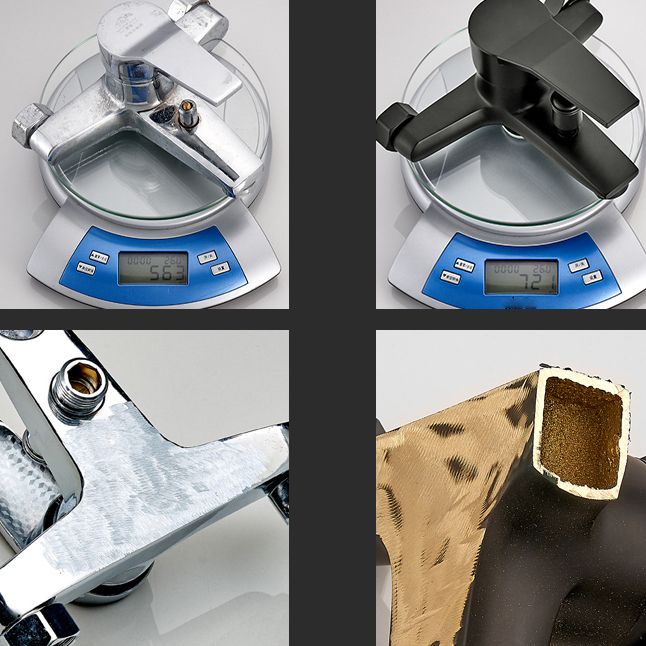 Wall Mount Fixed Bathtub Faucet Lever Handle with Hand Shower Clearhalo 'Bathroom Remodel & Bathroom Fixtures' 'Bathtub Faucets' 'bathtub_faucets' 'Home Improvement' 'home_improvement' 'home_improvement_bathtub_faucets' 1200x1200_cc6d1d59-da53-4c49-b57d-c595e3ee10cb