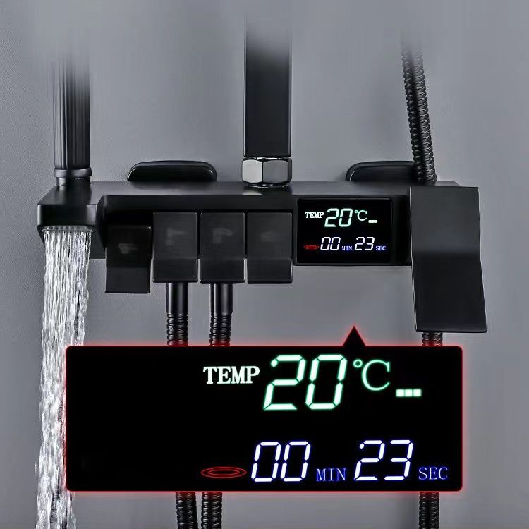 Square Metal Shower System Volume Control Dual Shower Head Shower Faucet with Shower Arm Clearhalo 'Bathroom Remodel & Bathroom Fixtures' 'Home Improvement' 'home_improvement' 'home_improvement_shower_faucets' 'Shower Faucets & Systems' 'shower_faucets' 'Showers & Bathtubs Plumbing' 'Showers & Bathtubs' 1200x1200_cc7342a3-40a3-4504-a268-c6c1e013db7a