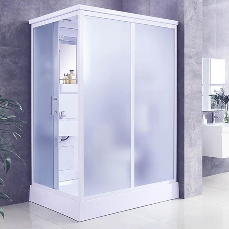 Framed Single Sliding Shower Kit Rectangle Frosted Shower Kit Clearhalo 'Bathroom Remodel & Bathroom Fixtures' 'Home Improvement' 'home_improvement' 'home_improvement_shower_stalls_enclosures' 'Shower Stalls & Enclosures' 'shower_stalls_enclosures' 'Showers & Bathtubs' 1200x1200_cc738b05-5352-4329-ad3f-4b9d230c538e