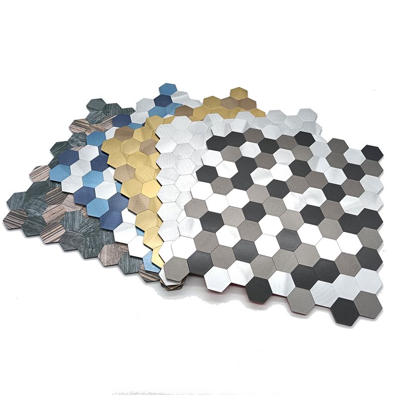 Modern Tile-Peel & Stick Metal Mosaic Tile Hexagonal Peel & Stick Subway Tile Clearhalo 'Flooring 'Home Improvement' 'home_improvement' 'home_improvement_peel_stick_blacksplash' 'Peel & Stick Backsplash Tile' 'peel_stick_blacksplash' 'Walls & Ceilings' Walls and Ceiling' 1200x1200_cc82129b-844a-47a7-8d41-05e9babf58a9