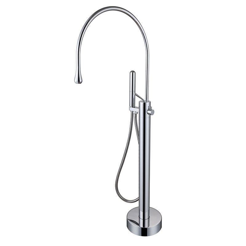 Modern Brass Freestanding Bathtub Faucet with Hand Shower Bathtub Faucet Clearhalo 'Bathroom Remodel & Bathroom Fixtures' 'Bathtub Faucets' 'bathtub_faucets' 'Home Improvement' 'home_improvement' 'home_improvement_bathtub_faucets' 1200x1200_cc9ce42e-c676-480a-8386-be7d79591fa4