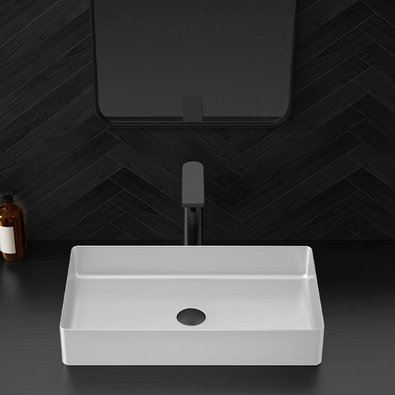 Modern Bathroom Sink Metal Rectangular Vessel Lavatory Sink with Pop-Up Drain Clearhalo 'Bathroom Remodel & Bathroom Fixtures' 'Bathroom Sinks & Faucet Components' 'Bathroom Sinks' 'bathroom_sink' 'Home Improvement' 'home_improvement' 'home_improvement_bathroom_sink' 1200x1200_cca61760-c59c-4b9b-8083-d74c85da37de