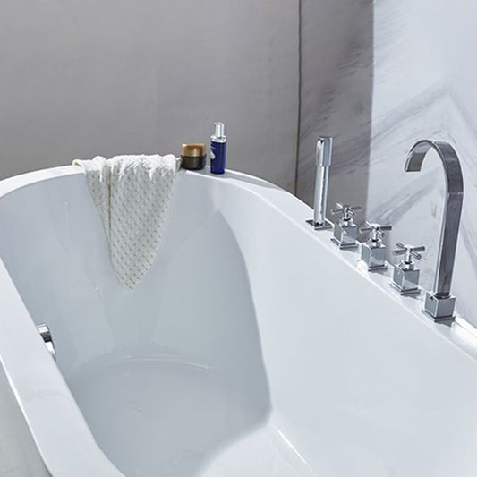 Modern Oval Stand Alone Bath Back to Wall Acrylic Soaking Bathtub Clearhalo 'Bathroom Remodel & Bathroom Fixtures' 'Bathtubs' 'Home Improvement' 'home_improvement' 'home_improvement_bathtubs' 'Showers & Bathtubs' 1200x1200_cca6cf06-ef81-4743-93a1-d8f04f9342bd