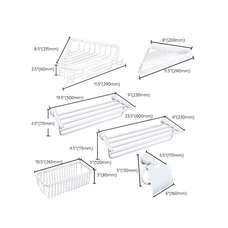 Contemporary White Bathroom Accessory As Individual Or As a Set Clearhalo 'Bathroom Hardware Sets' 'Bathroom Hardware' 'Bathroom Remodel & Bathroom Fixtures' 'bathroom_hardware_sets' 'Home Improvement' 'home_improvement' 'home_improvement_bathroom_hardware_sets' 1200x1200_cca9d218-ed28-44ad-80de-e70749ee889a