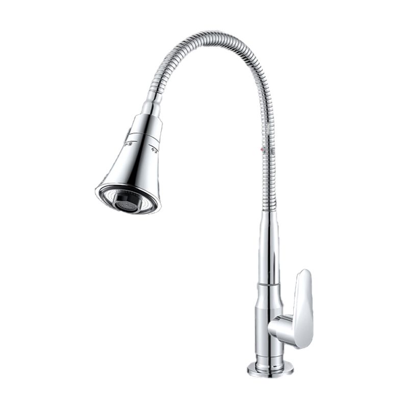 Contemporary Standard Kitchen Faucet Metal Kitchen Faucet with One Handle Clearhalo 'Home Improvement' 'home_improvement' 'home_improvement_kitchen_faucets' 'Kitchen Faucets' 'Kitchen Remodel & Kitchen Fixtures' 'Kitchen Sinks & Faucet Components' 'kitchen_faucets' 1200x1200_ccb90d85-898d-47e2-b995-cc137fc12462