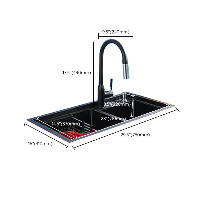 Modern Kitchen Sink Stainless Steel 2 Holes Drop-In Wear-resistant Kitchen Sink Clearhalo 'Home Improvement' 'home_improvement' 'home_improvement_kitchen_sinks' 'Kitchen Remodel & Kitchen Fixtures' 'Kitchen Sinks & Faucet Components' 'Kitchen Sinks' 'kitchen_sinks' 1200x1200_cccd5b62-6670-4503-b531-4c7a63b12482