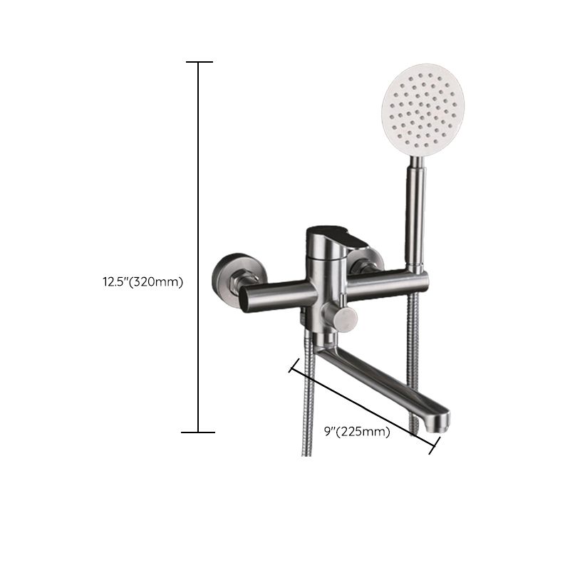Wall Mounted Metal Tub Filler Low Arc Swivel Bathroom Faucet Clearhalo 'Bathroom Remodel & Bathroom Fixtures' 'Bathtub Faucets' 'bathtub_faucets' 'Home Improvement' 'home_improvement' 'home_improvement_bathtub_faucets' 1200x1200_cceb1fa6-e5f8-491b-a356-30b95e75c485