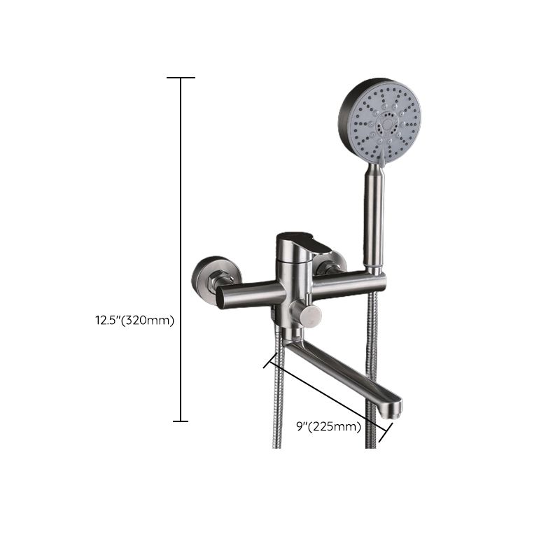 Wall Mounted Metal Tub Filler Low Arc Swivel Bathroom Faucet Clearhalo 'Bathroom Remodel & Bathroom Fixtures' 'Bathtub Faucets' 'bathtub_faucets' 'Home Improvement' 'home_improvement' 'home_improvement_bathtub_faucets' 1200x1200_ccf2e555-1004-48ae-a116-e3cb1a5b9f66