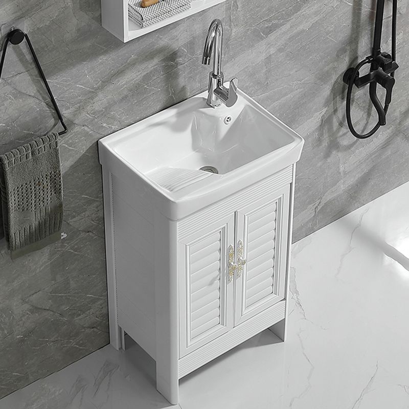 Metal Frame Vanity White Freestanding Rectangular Single Sink Glam Bath Vanity with Doors Clearhalo 'Bathroom Remodel & Bathroom Fixtures' 'Bathroom Vanities' 'bathroom_vanities' 'Home Improvement' 'home_improvement' 'home_improvement_bathroom_vanities' 1200x1200_cd086e98-6249-4d2a-be66-ca13dd9b3dce
