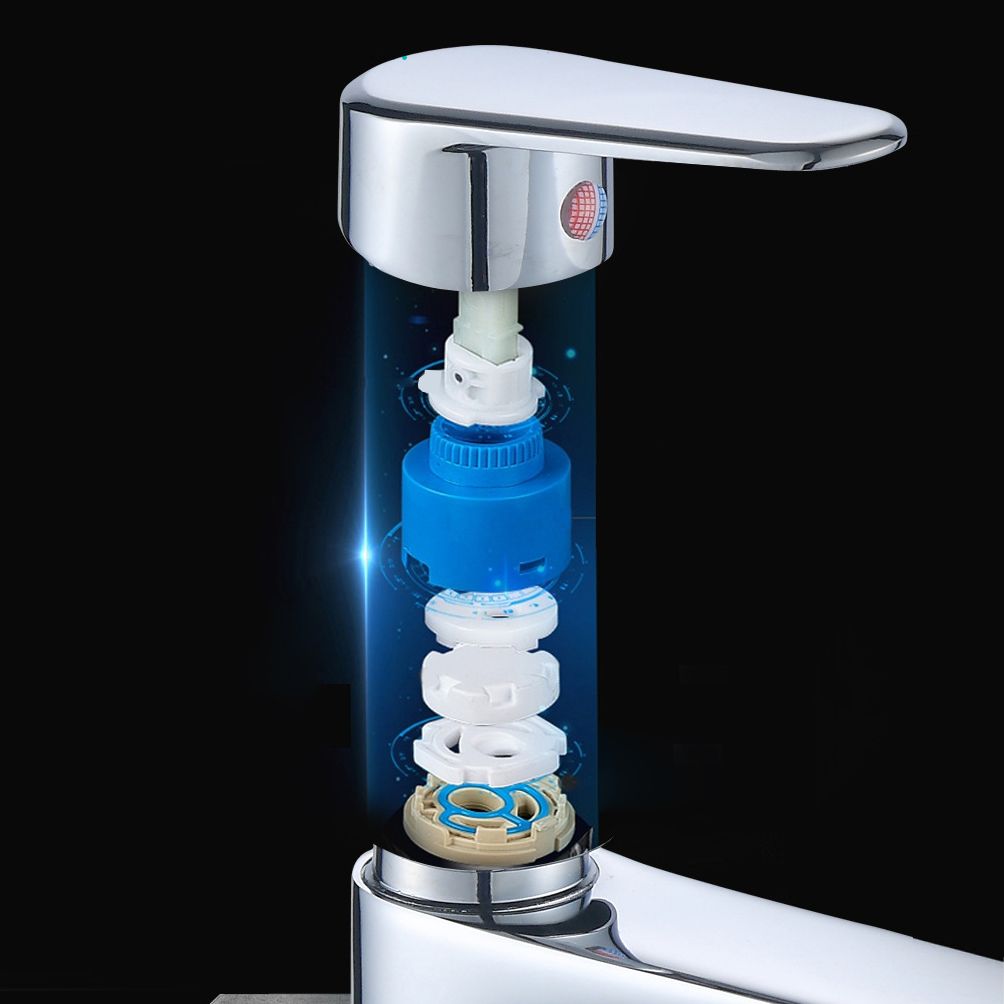 Modern Sink Faucet Solid Color Brass Basin Lavatory Faucet for Bathroom Clearhalo 'Bathroom Remodel & Bathroom Fixtures' 'Bathroom Sink Faucets' 'Bathroom Sinks & Faucet Components' 'bathroom_sink_faucets' 'Home Improvement' 'home_improvement' 'home_improvement_bathroom_sink_faucets' 1200x1200_cd2c628c-0325-4858-bab9-a24c4f49f2a4