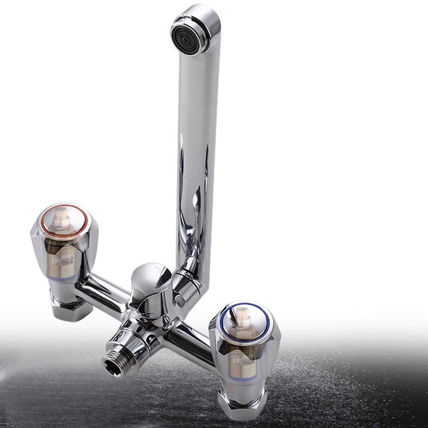 Contemporary Tub Faucet Trim Chrome Wall Mounted Swivel Spout with Handheld Shower Clearhalo 'Bathroom Remodel & Bathroom Fixtures' 'Bathtub Faucets' 'bathtub_faucets' 'Home Improvement' 'home_improvement' 'home_improvement_bathtub_faucets' 1200x1200_cd3d729f-ff9f-4585-9946-17f21f4893ef