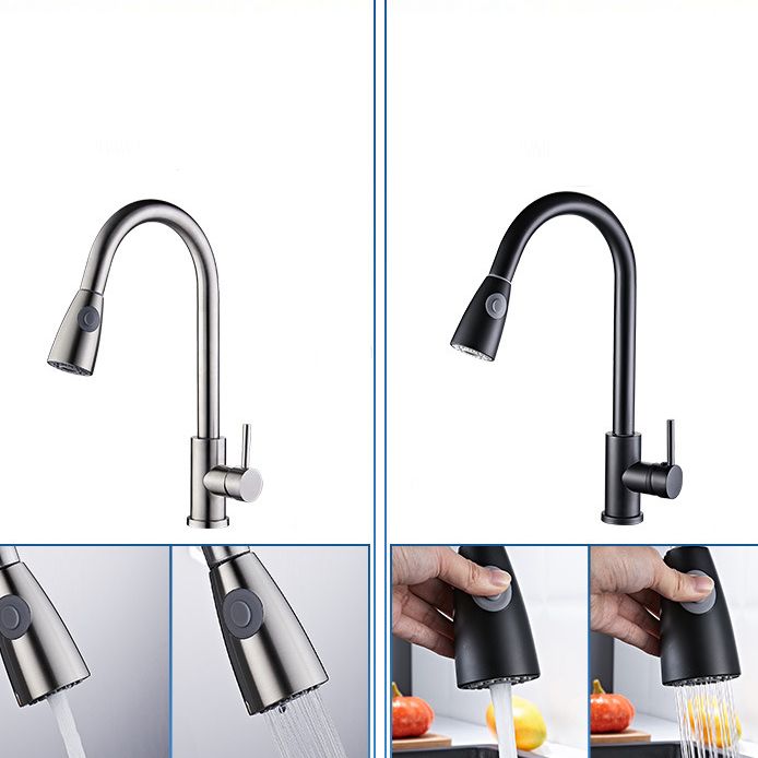 Modern Spray Kitchen Faucet Stainless Steel with Pull Out Sprayer Bar Faucet Clearhalo 'Home Improvement' 'home_improvement' 'home_improvement_kitchen_faucets' 'Kitchen Faucets' 'Kitchen Remodel & Kitchen Fixtures' 'Kitchen Sinks & Faucet Components' 'kitchen_faucets' 1200x1200_cd45668f-ba4b-423a-9301-1450baa1f415